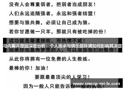 马内离开原因深度分析：个人追求与俱乐部环境如何影响其决定